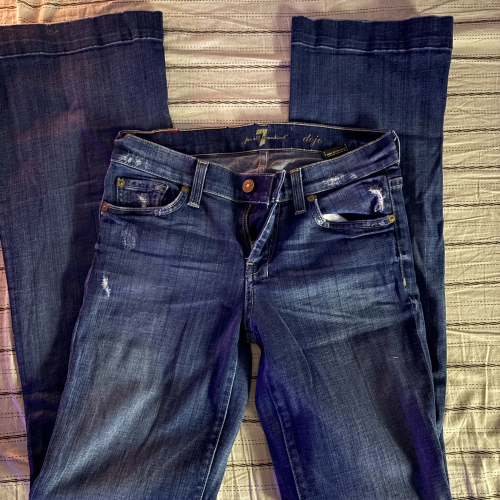 7 For All Mankind Blue Flare & Wide Leg Jeans